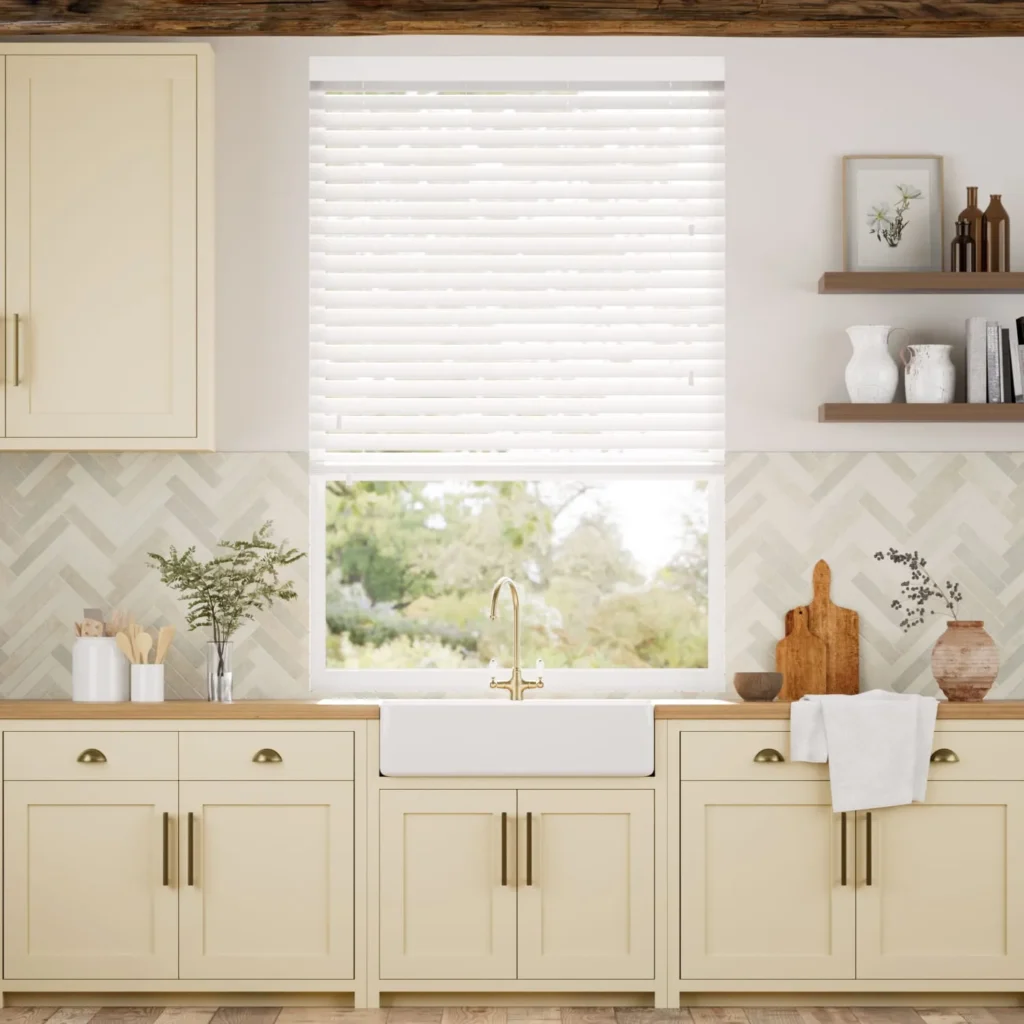 Dove White Faux Wood Blind